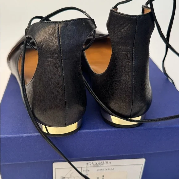 Aquazzura Christy Lace-Up Ballet Flats - Black 37 - Picture 3 of 11